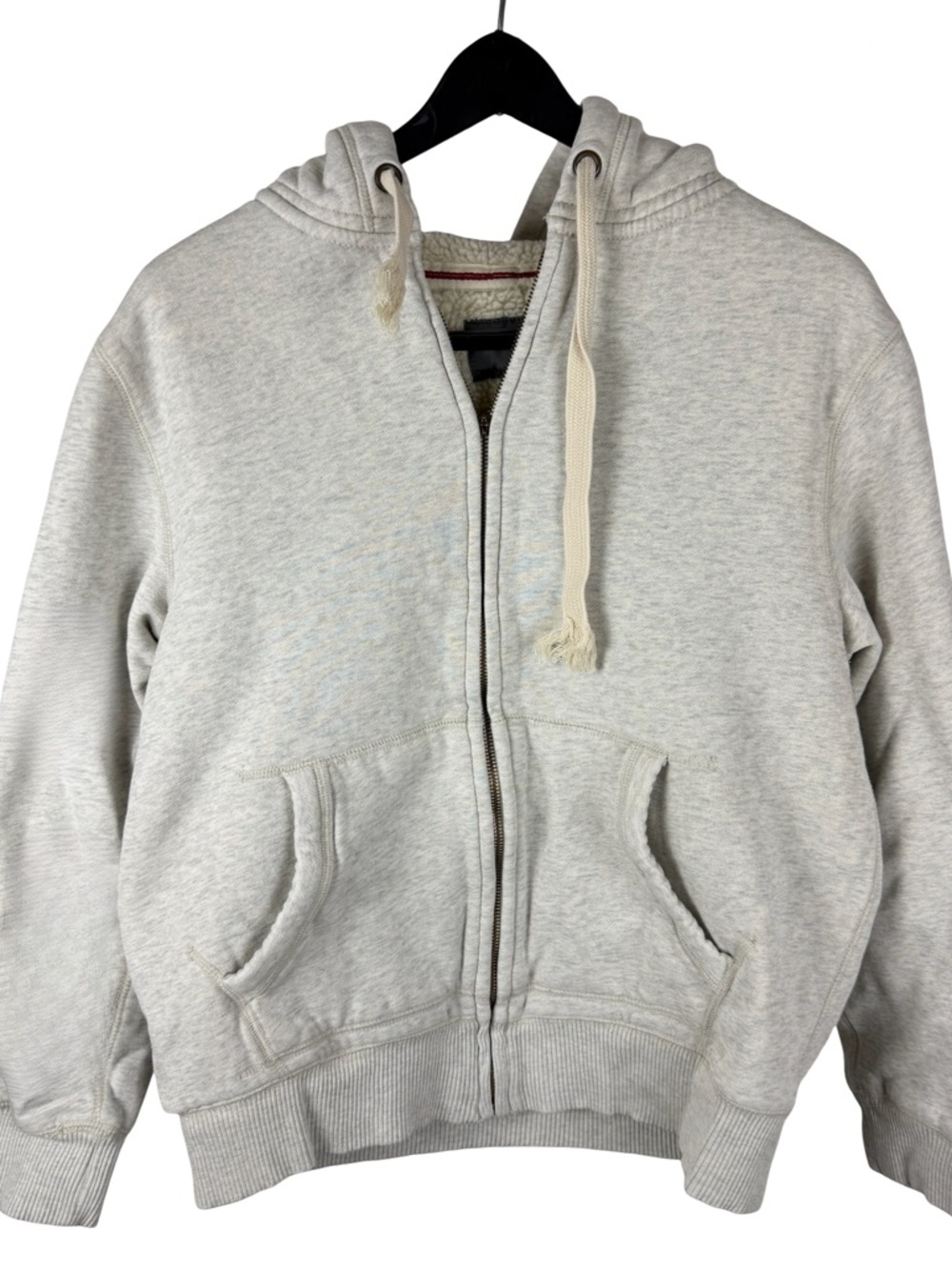 Vintage Y2K Old Navy Full Zip Sherpa Lined Boxy Essential Grey Hoodie Size M